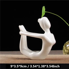 White Ceramic Yoga Figurines