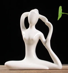 White Ceramic Yoga Figurines