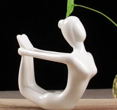 White Ceramic Yoga Figurines