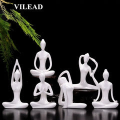 White Ceramic Yoga Figurines