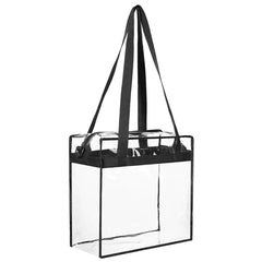 2x Clear PVC Tote Bag Women Large Transparent Handbag Zip Purse Stadium Security