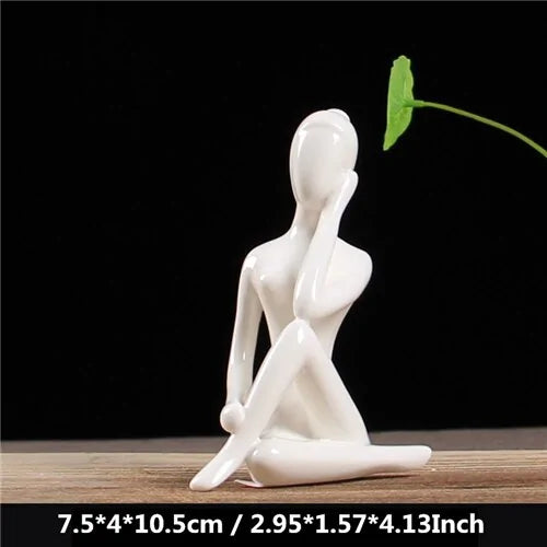 White Ceramic Yoga Figurines