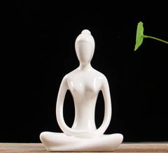 White Ceramic Yoga Figurines