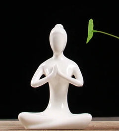 White Ceramic Yoga Figurines